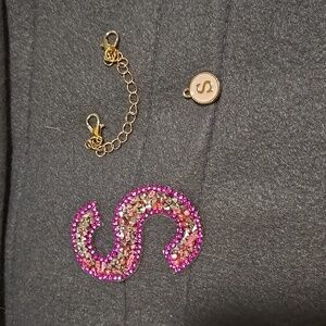 Rhinestone S sticker and charm